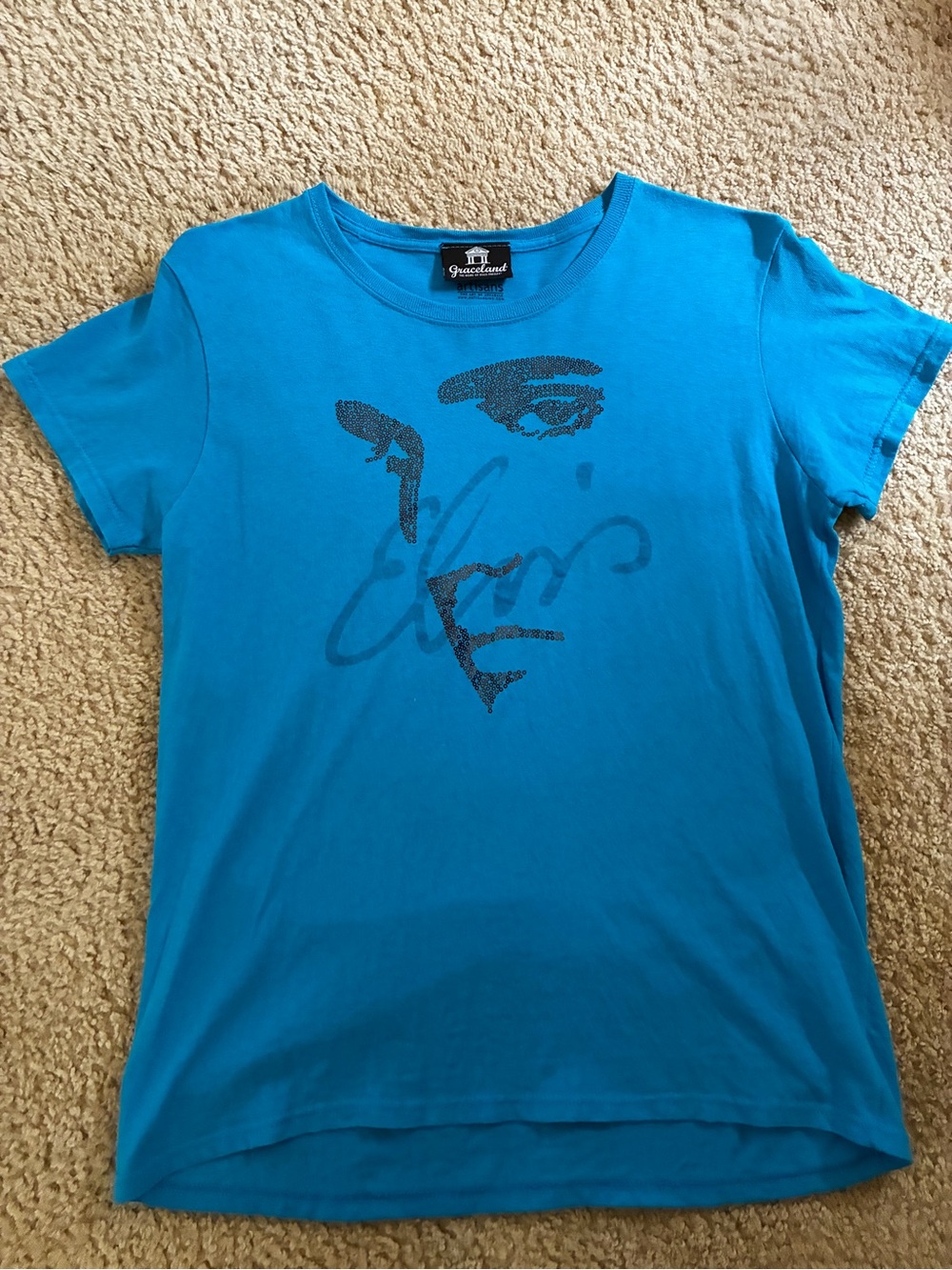 Graceland Elvis Presley Blue Graphic Tee - Women's Size Large